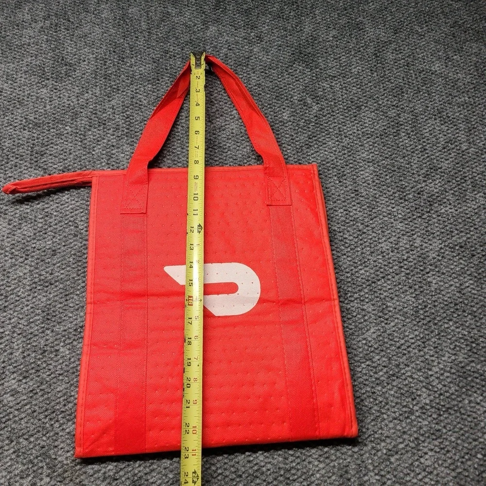 Doordash Insulated Food Delivery Cooler Bag Red Tote Zip Up Top